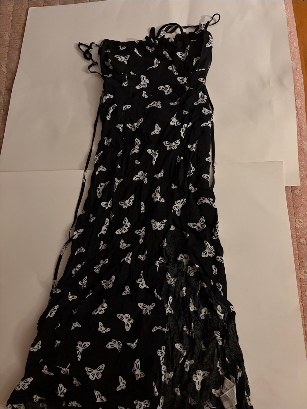Black Butterfly Print Maxi Dress